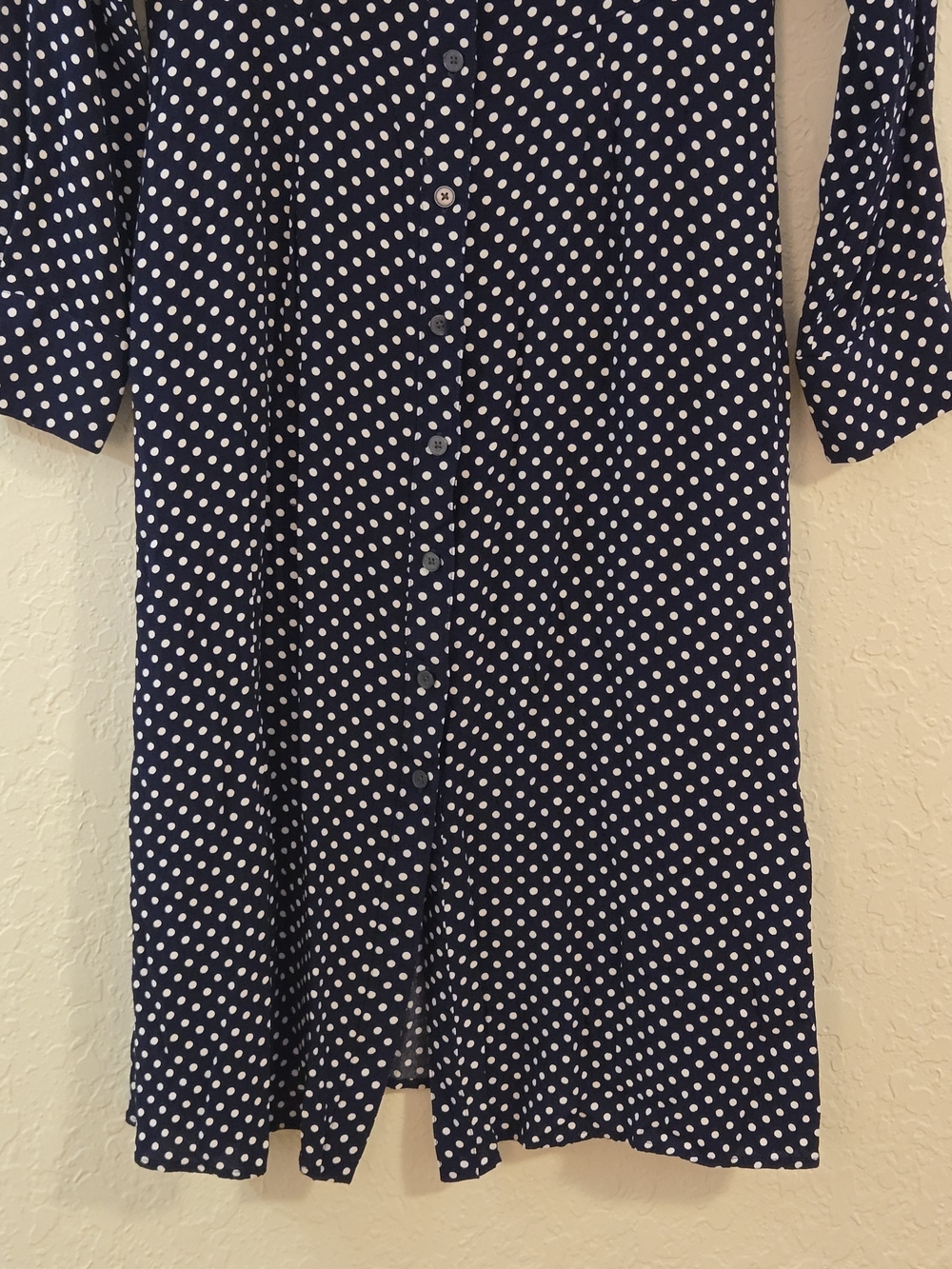 Boden Navy Polka Dot Shirt Dress Size US 4P / UK 8P Long Sleeve Button Front - Picture 3 of 11